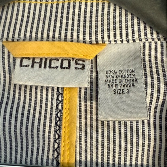 Chico's Seersucker Navy White Striped Yachtie Blazer Jacket Lightweight Size XL - Picture 4 of 10